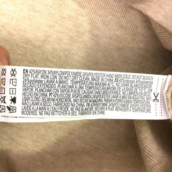 Forever 21 Drop Shoulder Boxy Oversized High Low Crew Neck Tan Pullover Sz S - Picture 10 of 12